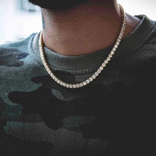 Load image into Gallery viewer, 20" 5mm Round Cut Tennis Necklace in Yellow Gold
